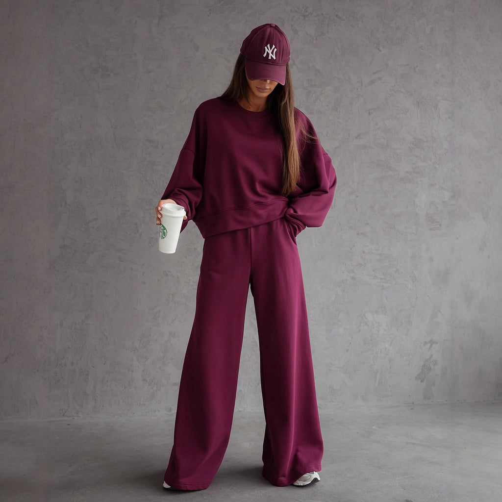 Rose Red Casual Pocket Set – Korean Inspired Elegance