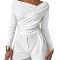 Elegant Asymmetric Off-the-shoulder Long Sleeve Top