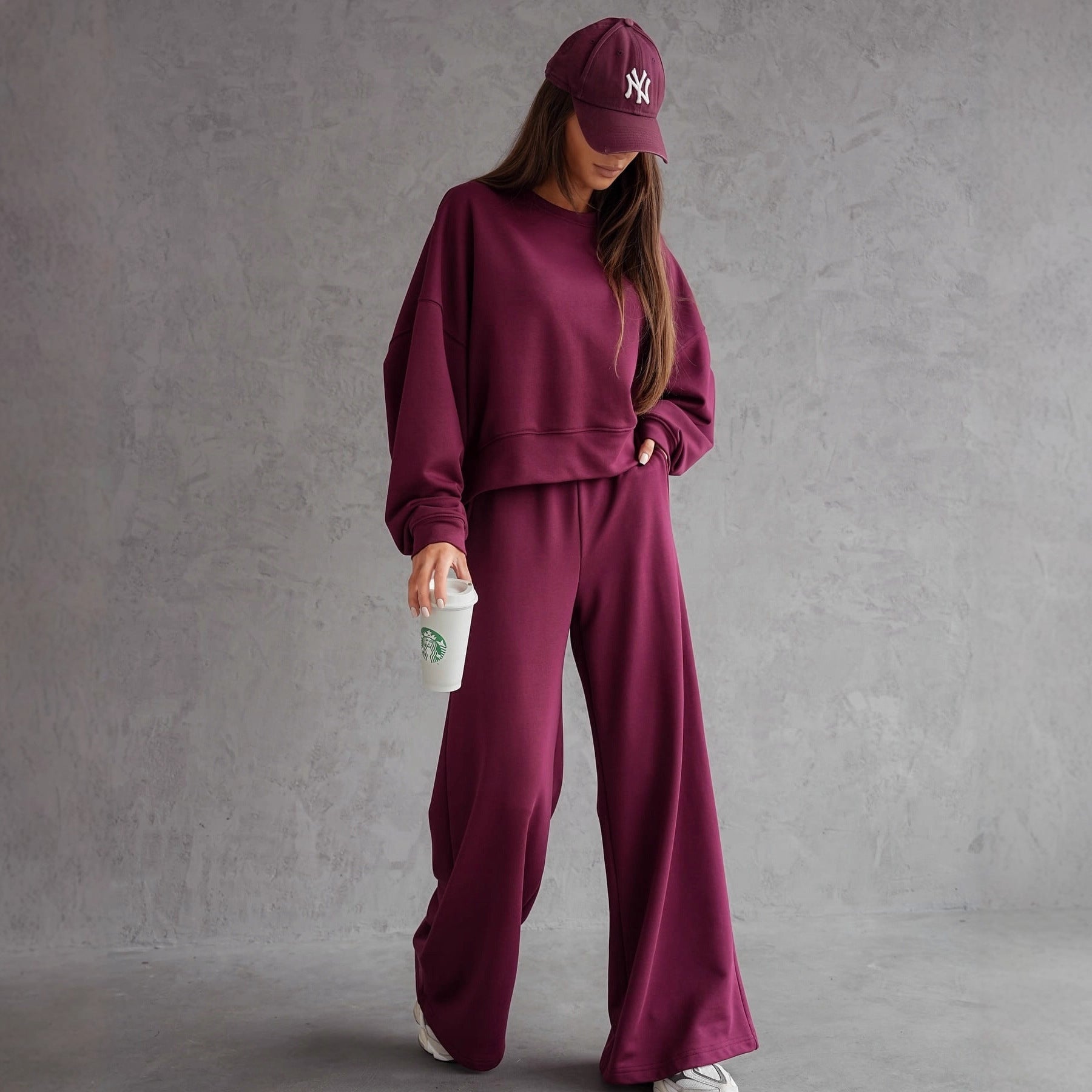 Rose Red Casual Pocket Set – Korean Inspired Elegance
