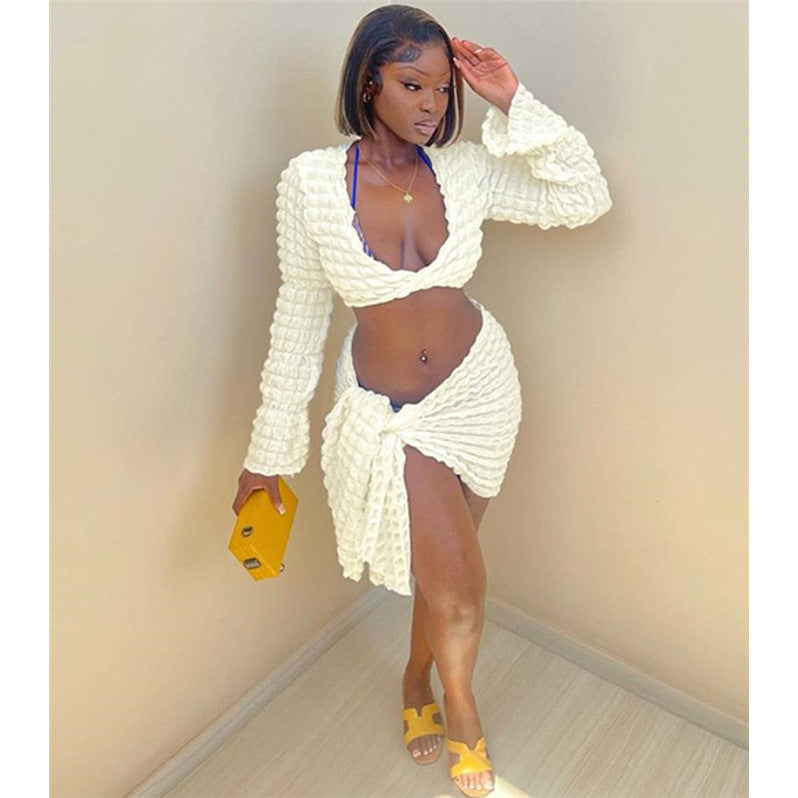 Comfortable Fashion Fitted Top Skirt Suit