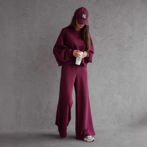 Rose Red Casual Pocket Set – Korean Inspired Elegance