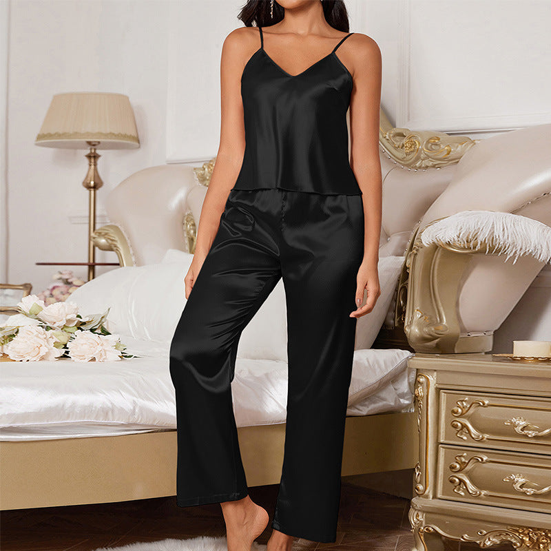 Women's Sleeveless Pajama Set with Suspenders – Casual & Comfy